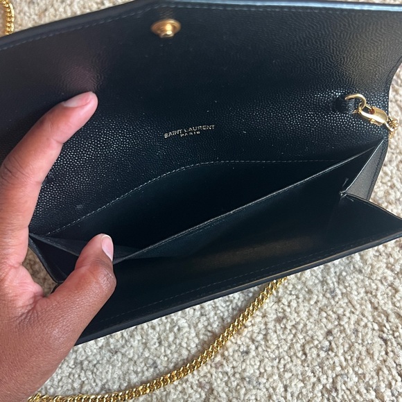 Yves Saint Laurent Black and Gold Clutch with Iconic Logo - Picture 6 of 14
